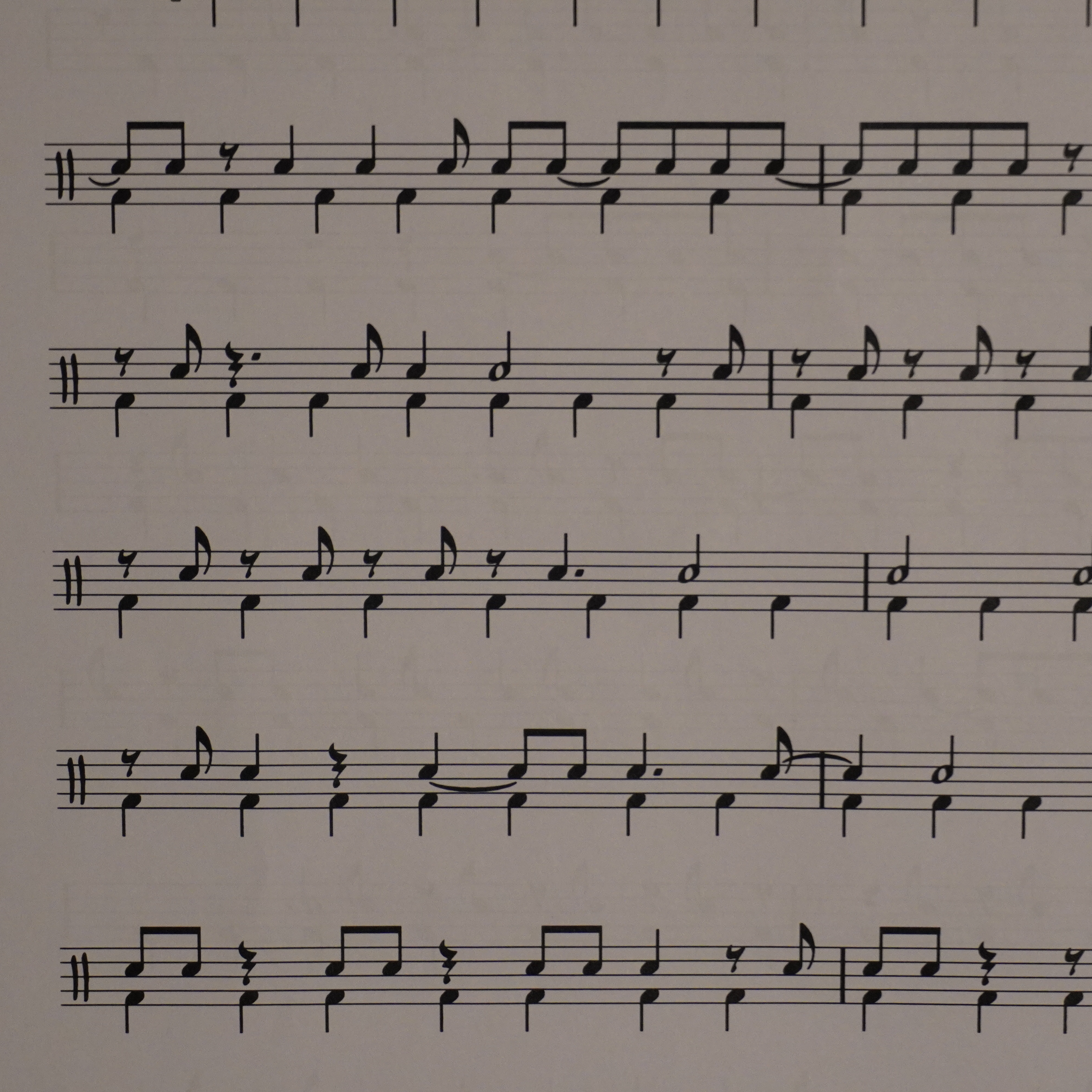 An exercise showing the quarter note reference row